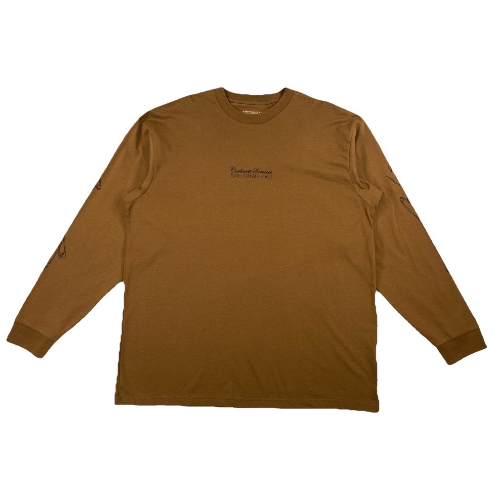 Carhartt WIP Safety Pin Long Sleeve Shirt Men's XL Hamilton Brown